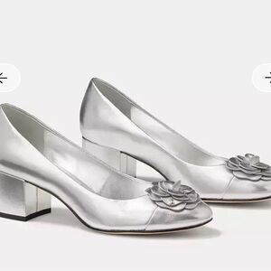 Kate Spade Silver Block Heel Pumps